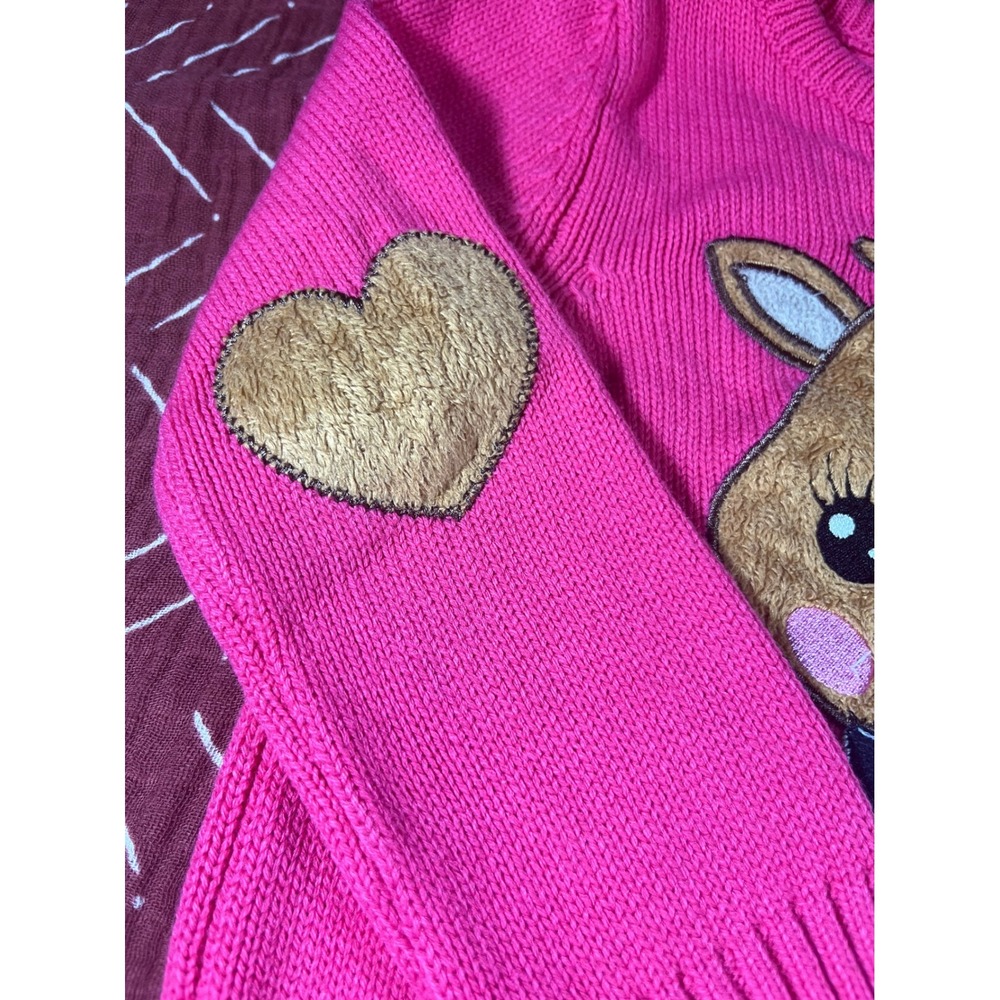 LC Waikiki Girls 5-6Y 110-116cm Pink Reindeer Heart Elbow Patch Knit Sweater - Picture 5 of 7